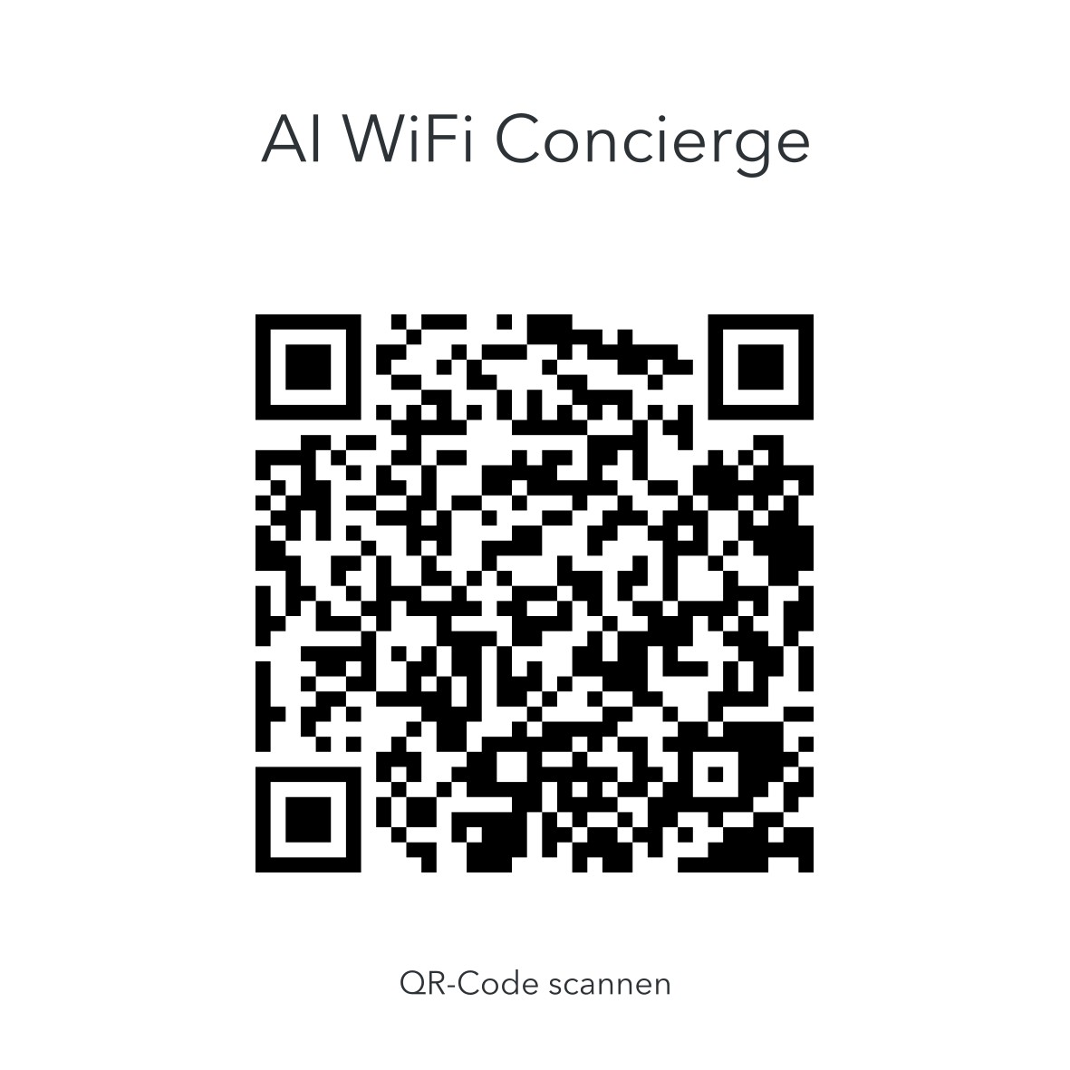 Kostenlose Druckvorlage „AI WiFi Concierge“ mit QR-Code, 10 × 10 cm