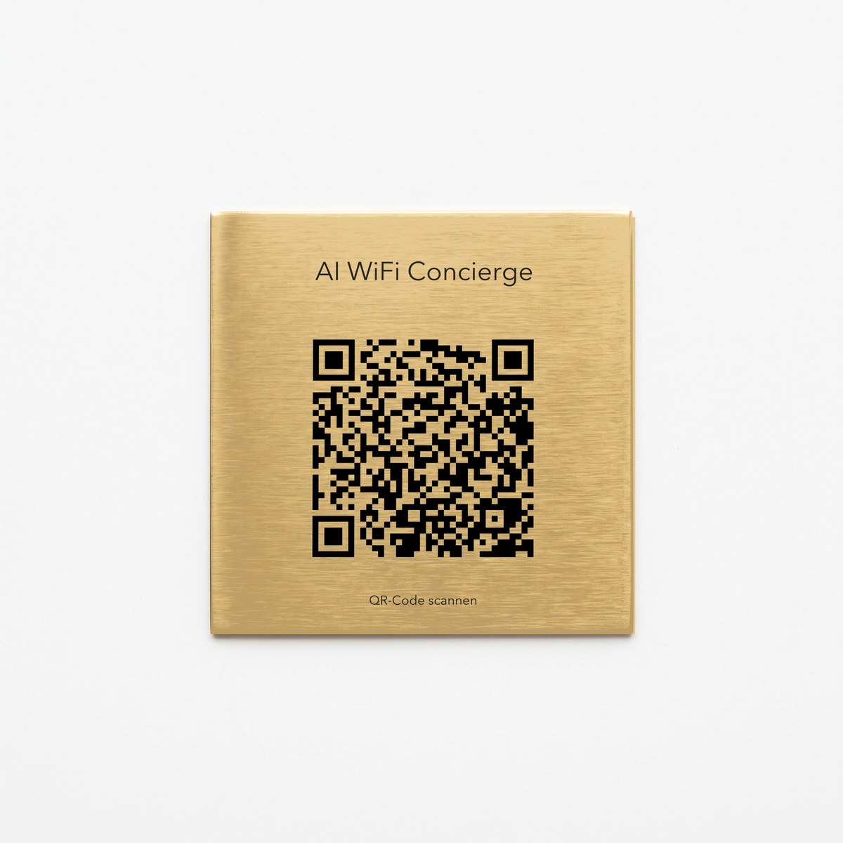 Schild „WLAN Concierge“ aus gebürstetem Messing